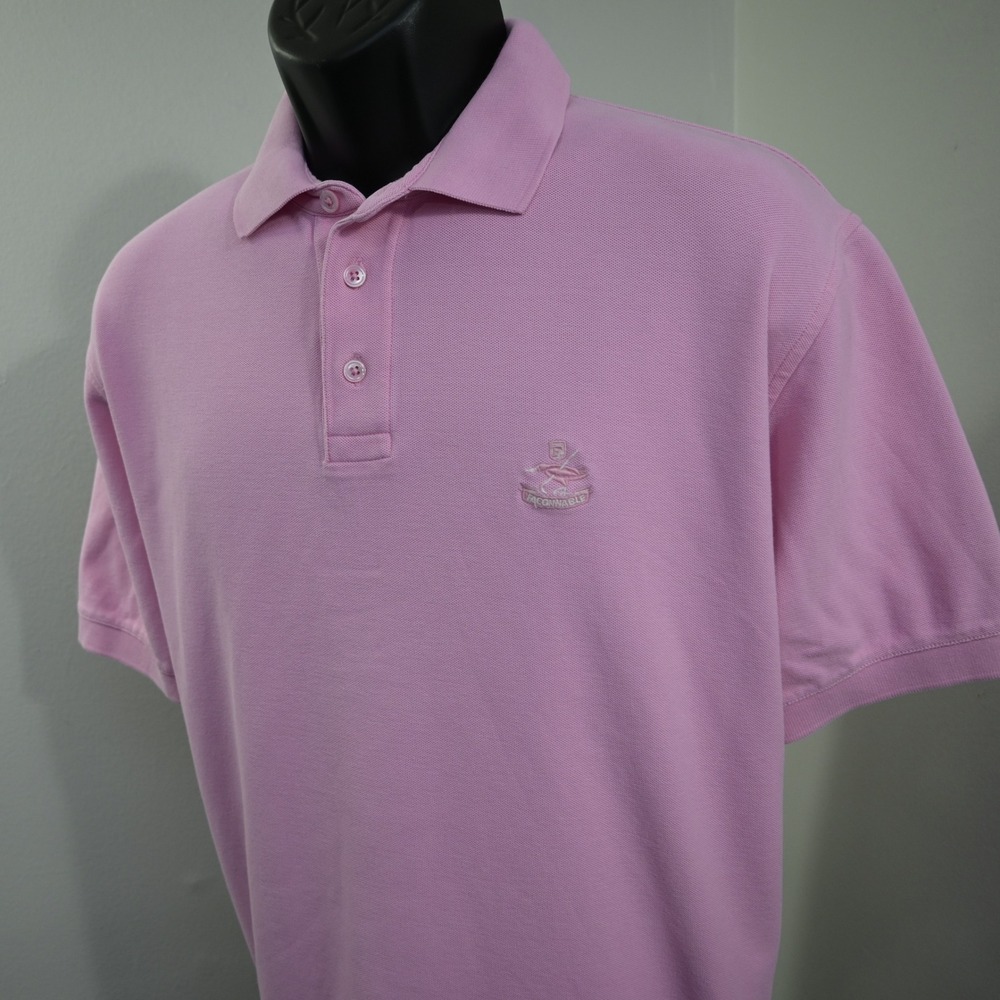Faconnable Golf Polo Mens XXL Pink Embroidered Logo Short Sleeve Cotton Pique